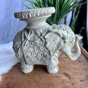 Ornate Elephant Pillar Candle Holder